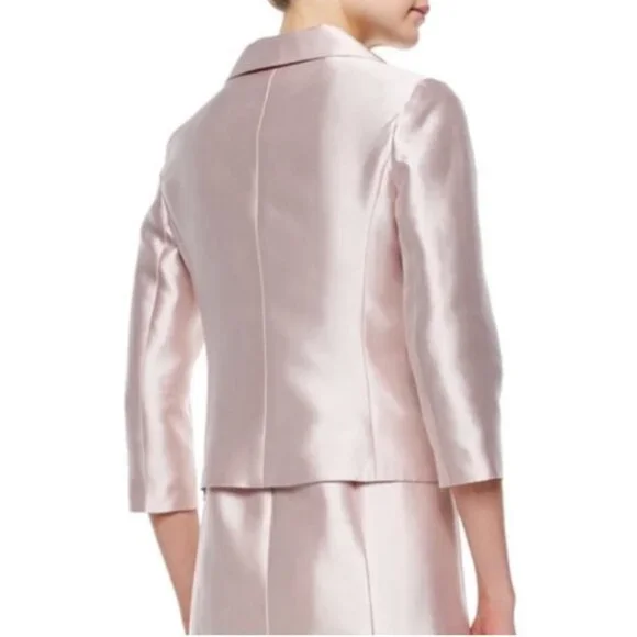 Teri Jon by Rickie Freeman Blush Pink Cocktail Formal Satin 2-Piece Suit 12 - Picture 4 of 13
